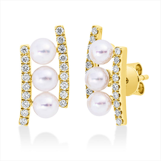 Ohrstecker 14 kt GG, 36 Brill. 0,26 ct, W-si/pi, 6 ZP weiß 4 mm