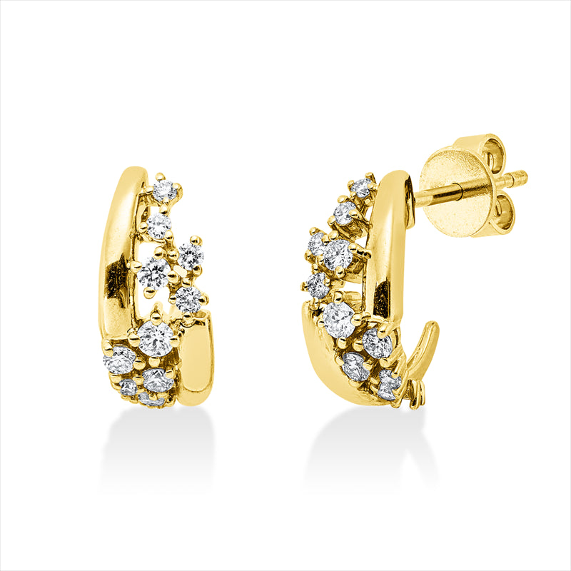 Ohrstecker 14 kt GG, 8 Brill. 0,17 ct, W-si/pi, 14 Brill. 0,17 ct, W-si/pi