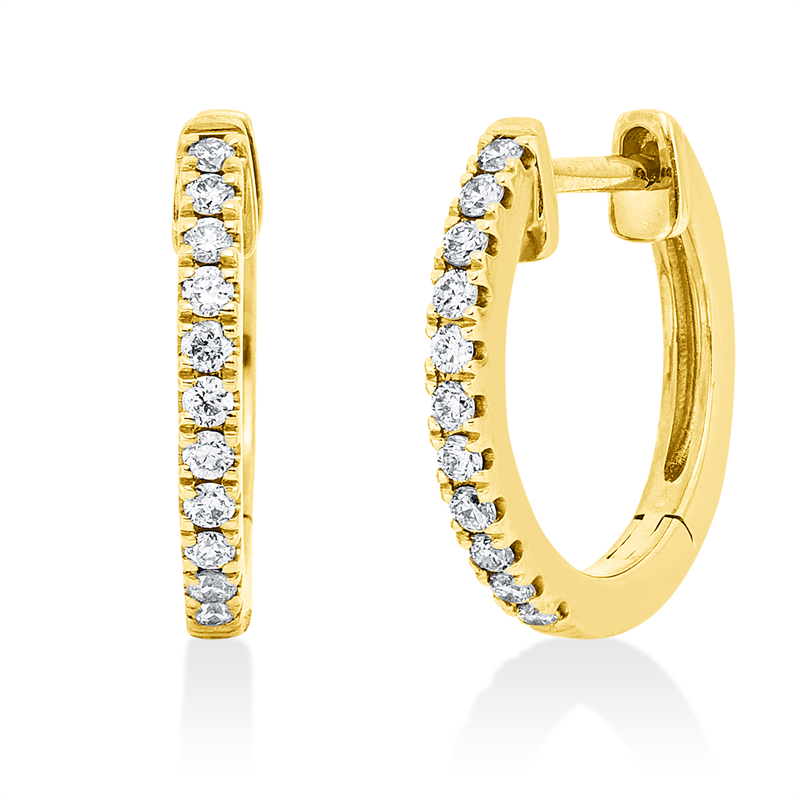Creolen 14 kt GG, 22 Brill. 0,17 ct, W-si/pi