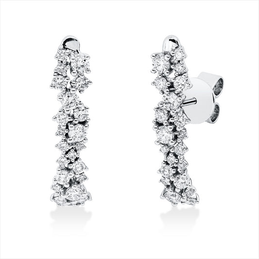 Ohrstecker 14 kt WG, 28 Brill. 0,38 ct, TW-si/pi, 16 Brill. 0,69 ct, TW-si/pi