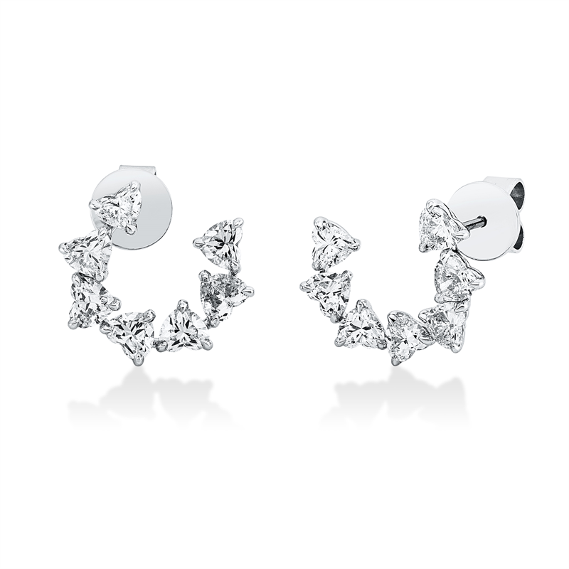 Ohrstecker 18 kt WG, 14 Herzschl. 2,29 ct, TW-vvs