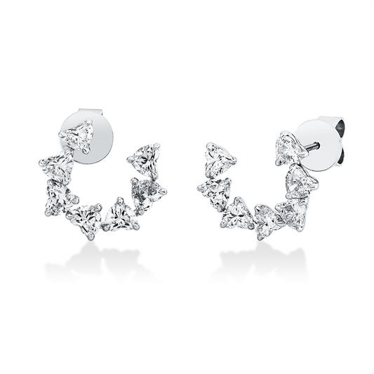 Ohrstecker 18 kt WG, 14 Herzschl. 2,29 ct, TW-vvs