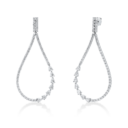 Ohrschmuck 18 kt WG, 14 Tropfen 0,69 ct, TW-si, 102 Brill. 1,25 ct, TW-si/pi