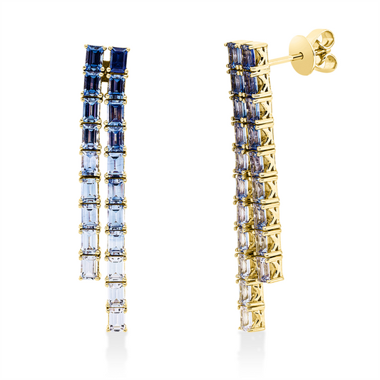 Ohrhänger 18 kt GG, 40 Saphire 0,53 ct blau