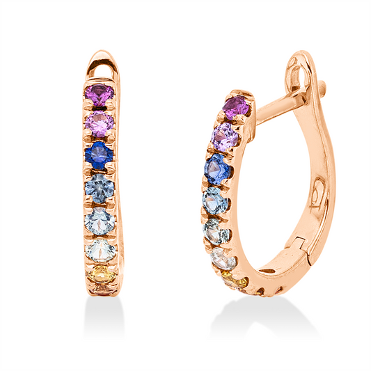 Creolen 18 kt RG, 18 Saphire 0,34 ct fancy