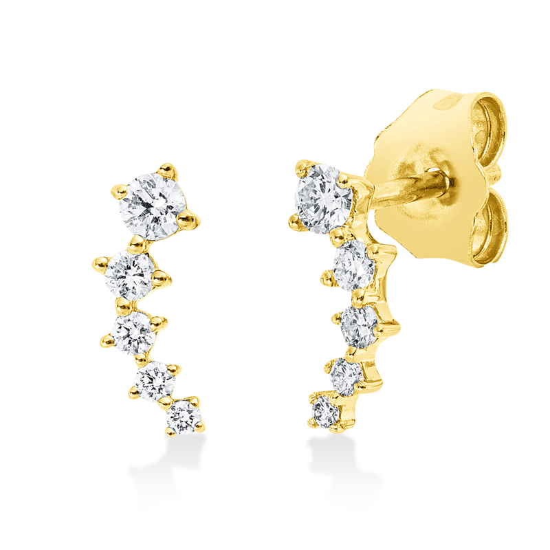 Ohrstecker 18 kt GG, 6 Brill. 0,13 ct, TW-si, 4 Brill. 0,03 ct, TW-si
