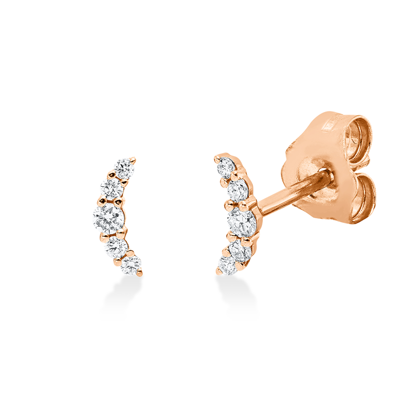 Ohrstecker 18 kt RG, 4 Brill. 0,03 ct, TW-si, 2 Brill. 0,04 ct, TW-si, 4 Brill. 0,02 ct, TW-si
