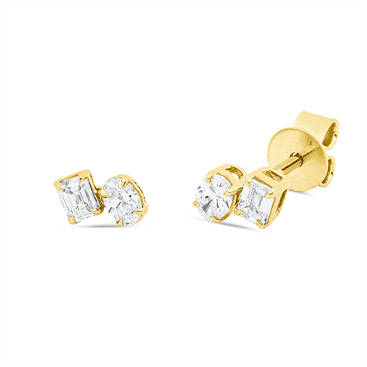 Ohrstecker 18 kt GG, 2 Oval 0,22 ct, TW-si, 2 Sm.schliff 0,20 ct, TW-si