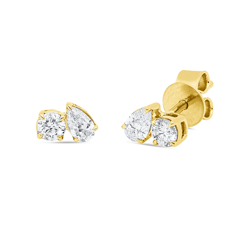 Ohrstecker 18 kt GG, 2 Tropfen 0,19 ct, TW-si, 2 Brill. 0,18 ct, TW-si