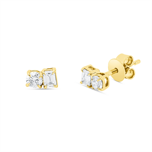 Ohrstecker 18 kt GG, 2 Sm.schliff 0,21 ct, TW-si, 2 Brill. 0,20 ct, TW-si