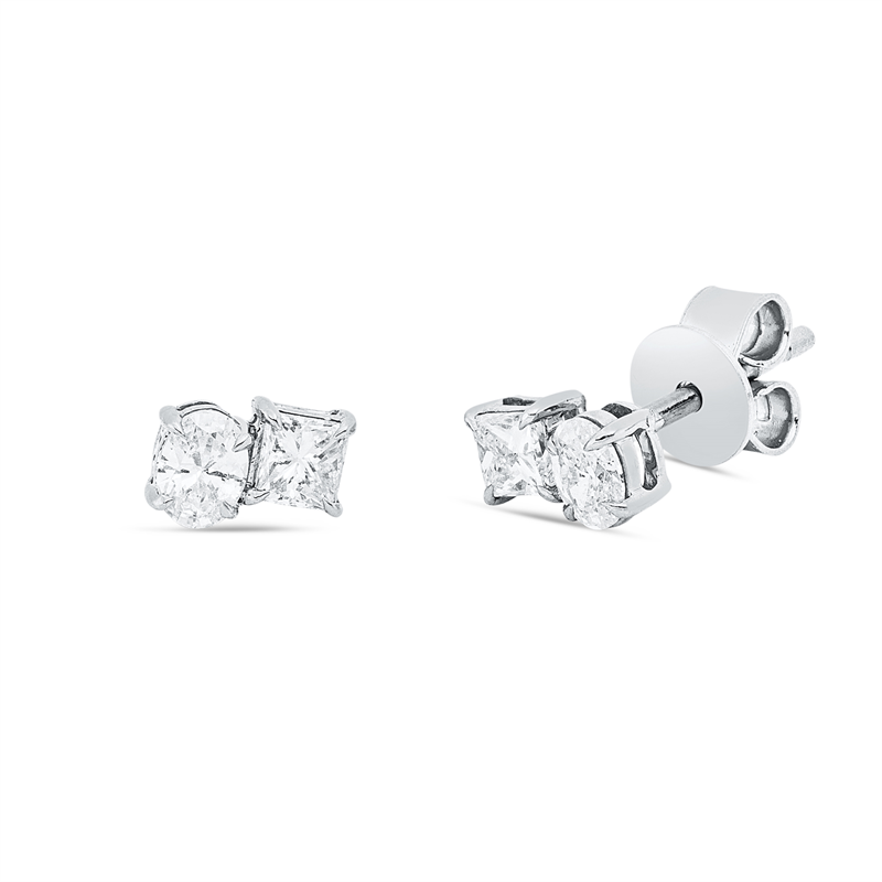 Ohrstecker 18 kt WG, 2 Princ. 0,21 ct, TW-si, 2 Oval 0,21 ct, TW-si