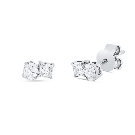 Ohrstecker 18 kt WG, 2 Princ. 0,21 ct, TW-si, 2 Oval 0,21 ct, TW-si