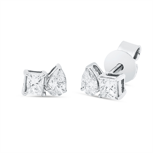Ohrstecker 18 kt WG, 2 Princ. 0,20 ct, TW-si, 2 Tropfen 0,16 ct, TW-si