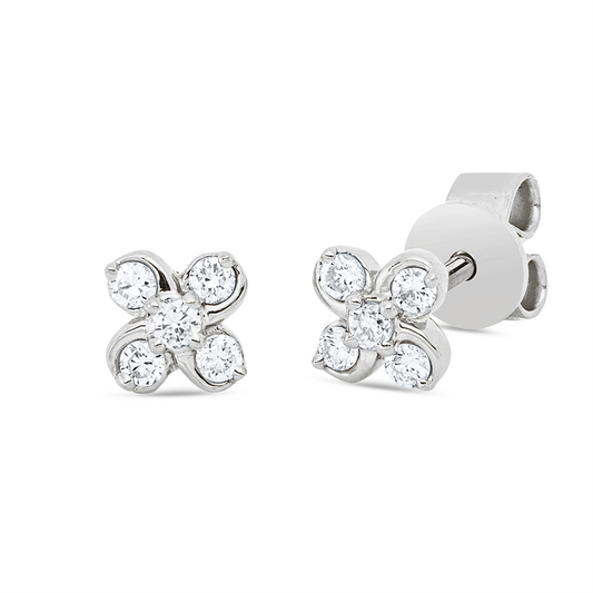 Ohrstecker 18 kt WG, 10 Brill. 0,16 ct, TW-si