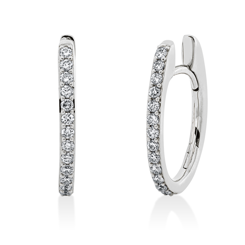 Creolen 18 kt WG, 28 Brill. 0,49 ct, TW-si