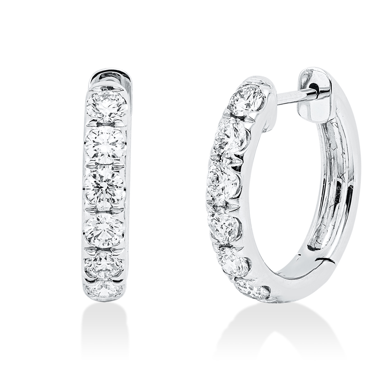 Creolen 14 kt WG, 12 Brill. 1,04 ct, TW-si