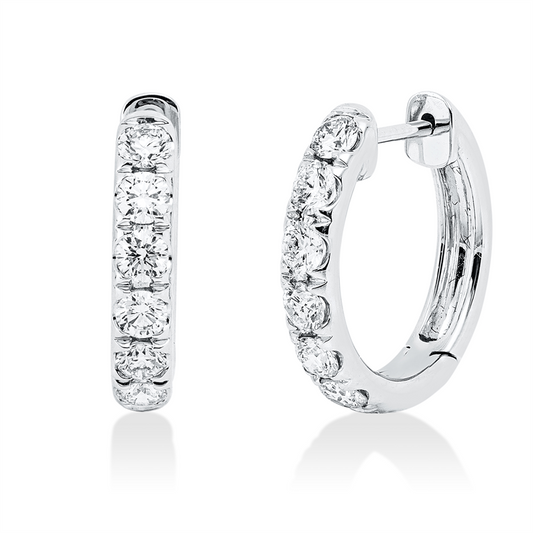 Creolen 14 kt WG, 12 Brill. 1,04 ct, TW-si