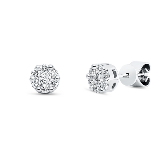 Ohrstecker 18 kt WG, 14 Brill. 0,30 ct, TW-si