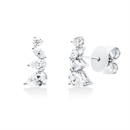 Ohrstecker 18 kt WG, 8 Fant-Schl. 0,75 ct, TW-vsi/si