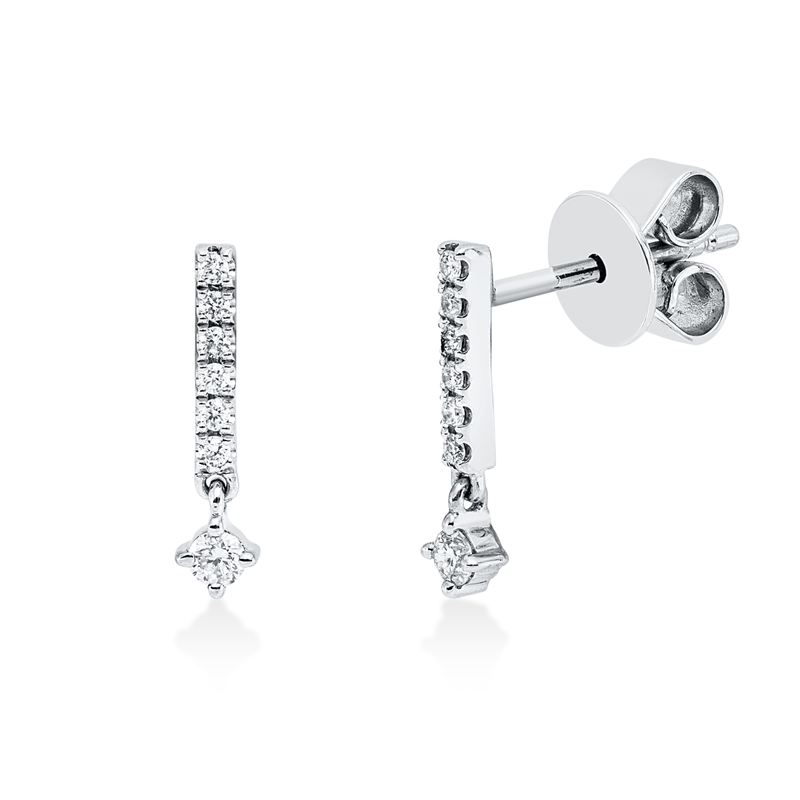 Ohrstecker 18 kt WG, 14 Brill. 0,10 ct, TW-si