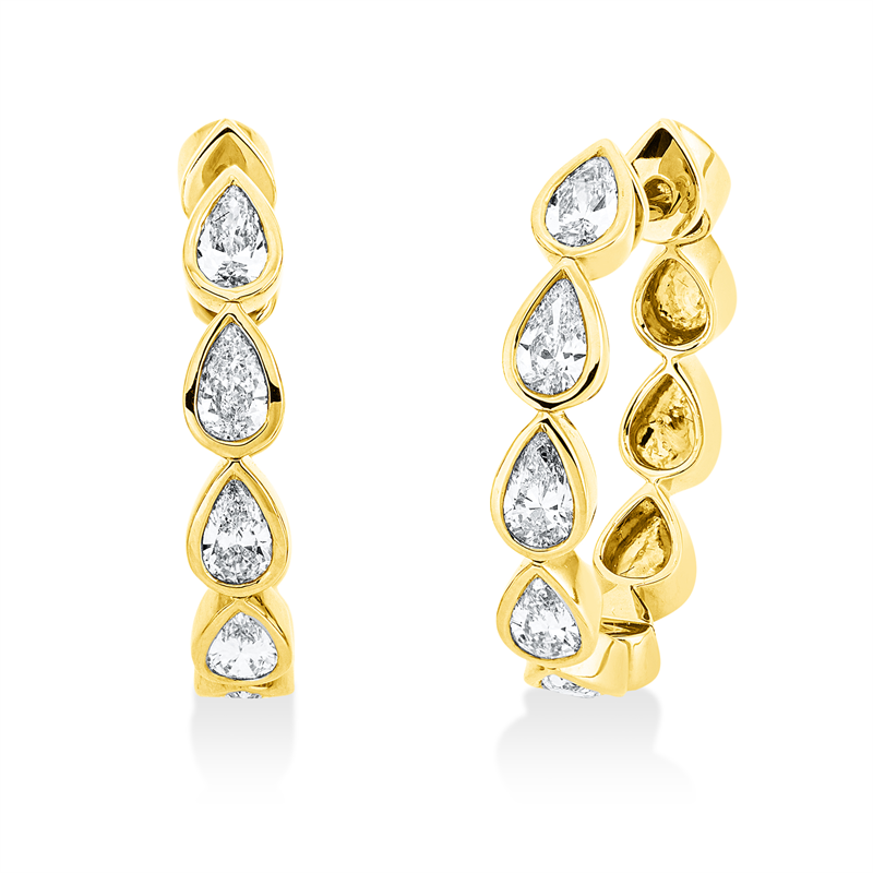 Creolen 18 kt GG, 10 Tropfen 1,13 ct, TW-vsi