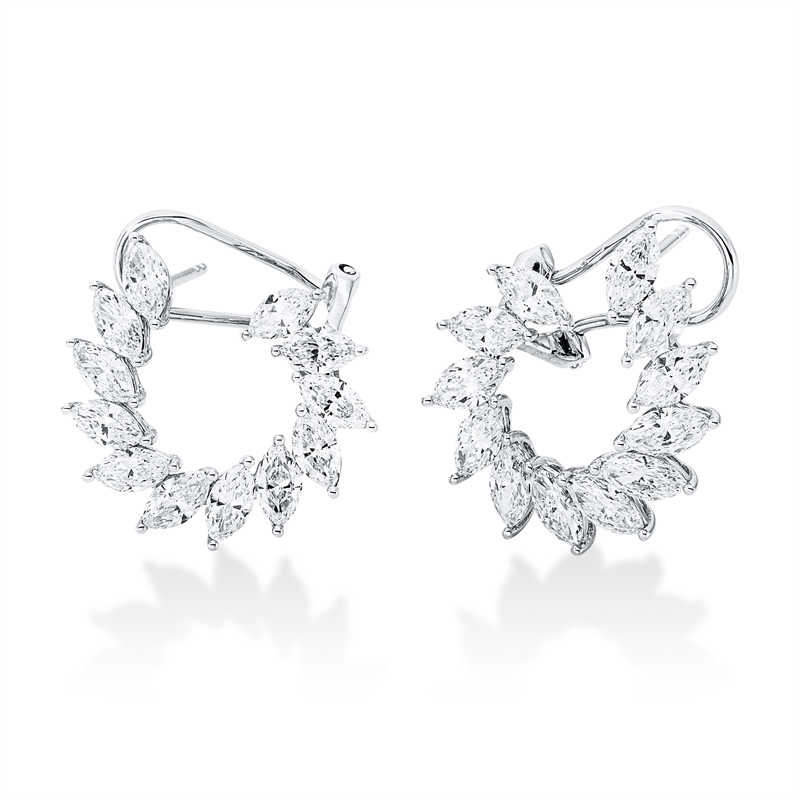 Ohrschmuck 18 kt WG, 24 Nav. 3,32 ct, TW-si
