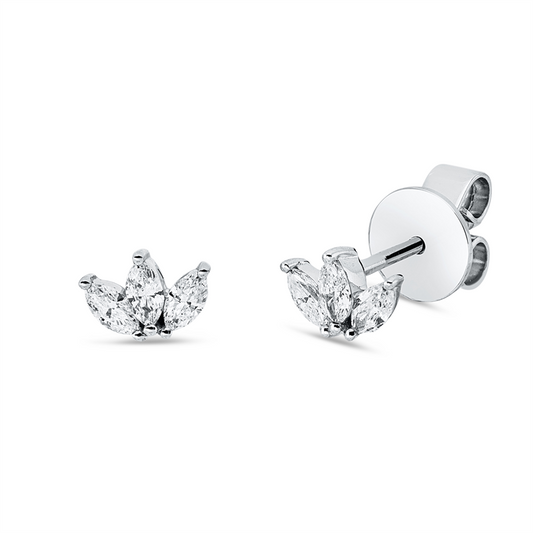 Ohrstecker 18 kt WG, 6 Nav. 0,21 ct, TW-si