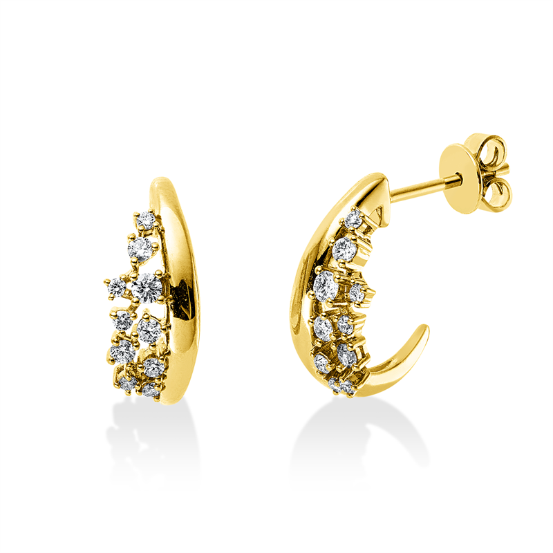 Ohrstecker 14 kt GG, 2 Brill. 0,08 ct, W-si/pi, 18 Brill. 0,26 ct, W-si/pi