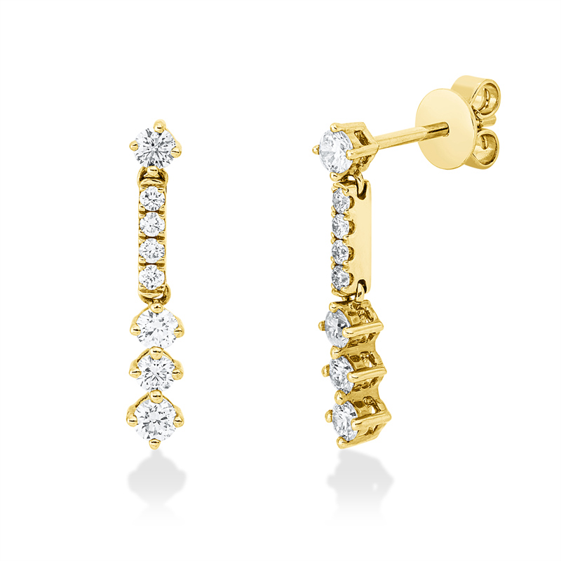 Ohrstecker 14 kt GG, 8 Brill. 0,51 ct, W-si, 8 Brill. 0,12 ct, W-si