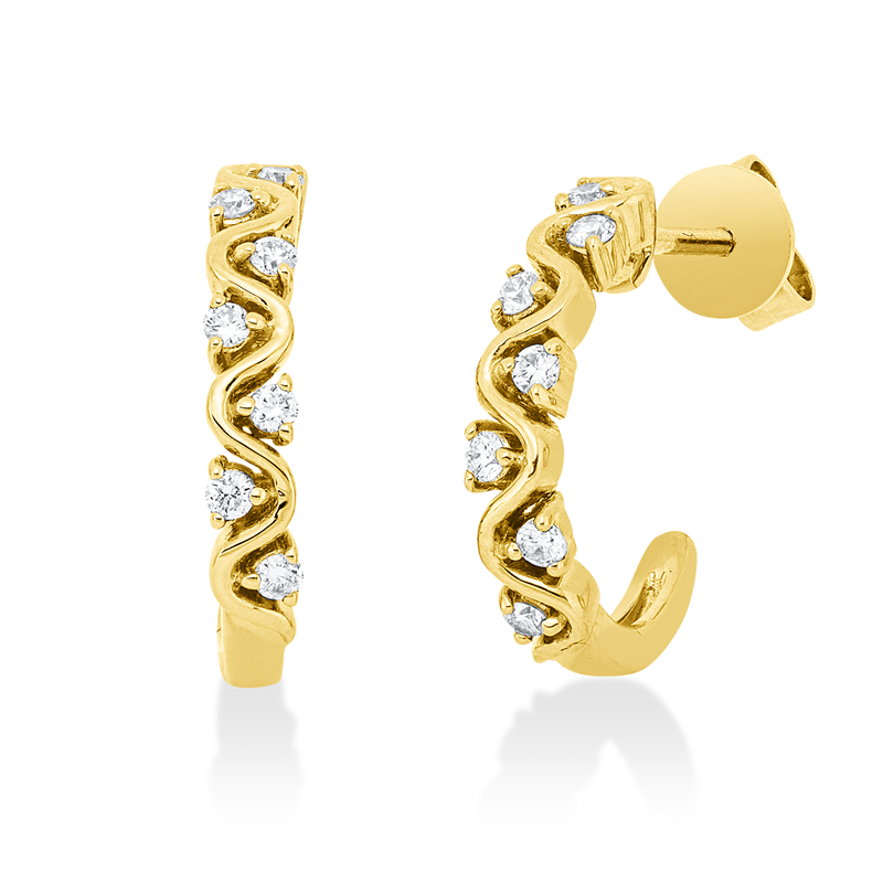 Ohrstecker 14 kt GG, 14 Brill. 0,22 ct, W-si/pi