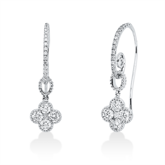 Ohrhänger 18 kt WG, 2 Princ. 0,07 ct, TW-vsi, 40 Brill. 0,87 ct, TW-si