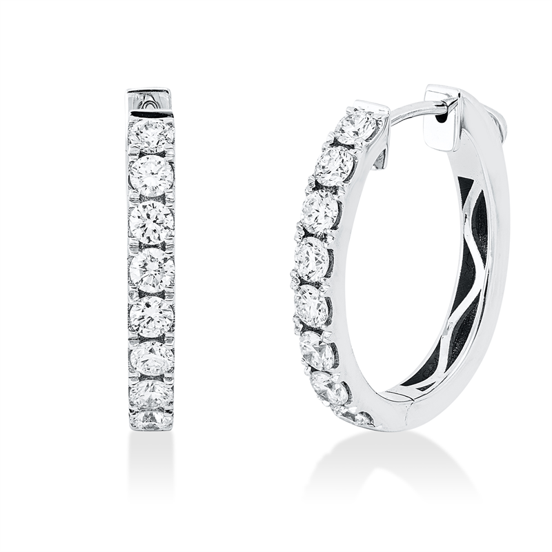 Creolen 18 kt WG, 16 Brill. 0,94 ct, TW-si