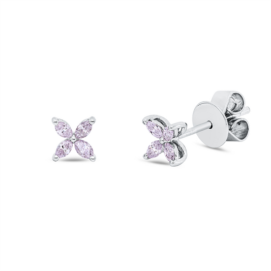 Ohrstecker 18 kt WG, 8 Nav. 0,24 ct, pink