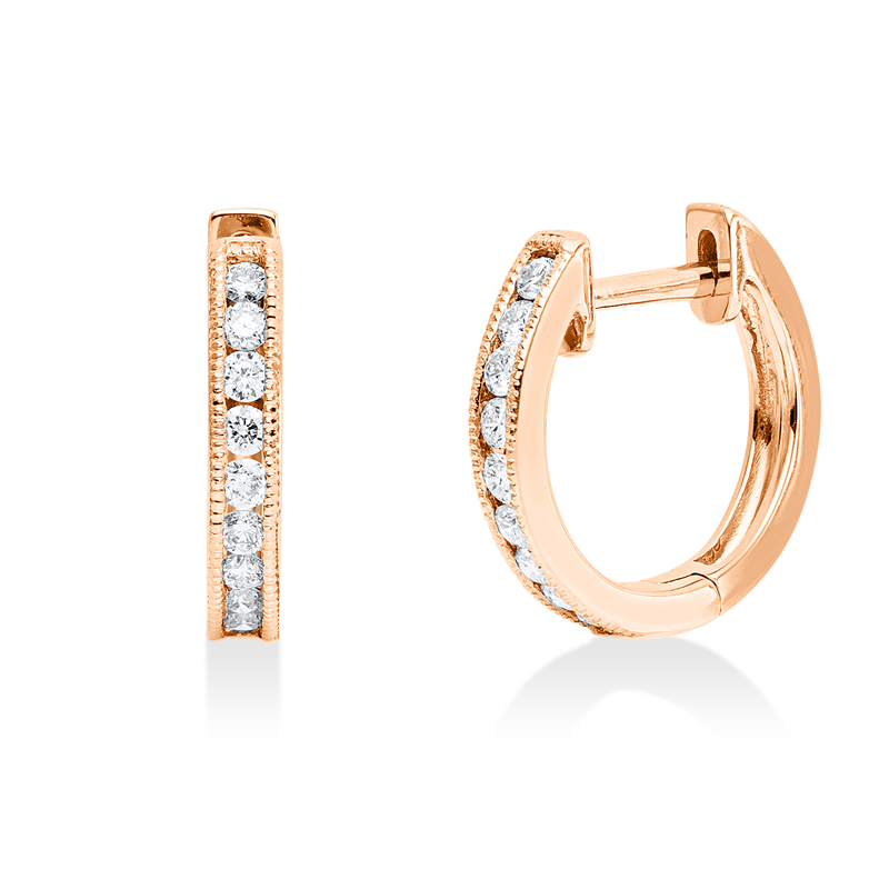 Creolen 18 kt RG, 18 Brill. 0,24 ct, TW-si
