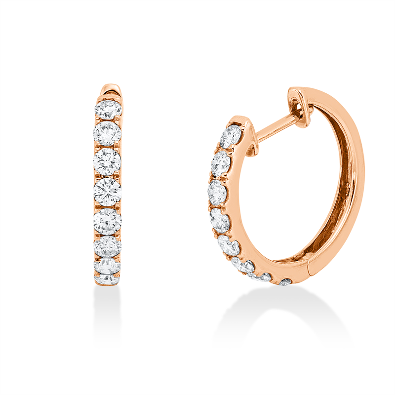Creolen 18 kt RG, 16 Brill. 0,63 ct, W-pi