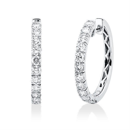 Creolen 18 kt WG, 24 Brill. 1,93 ct, W-si/pi