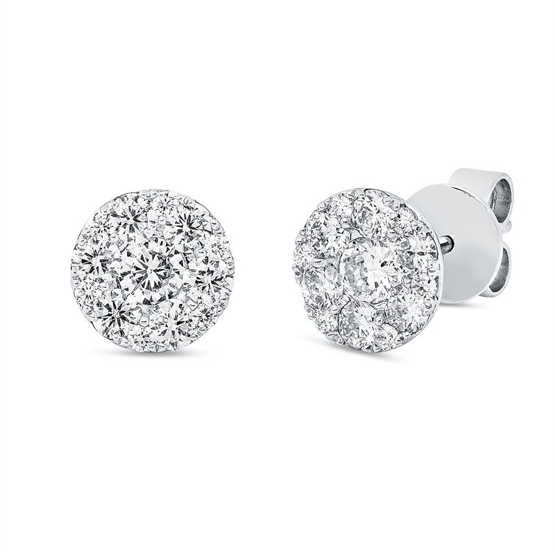 Ohrstecker 18 kt WG, 2 Brill. 0,18 ct, F-vsi/si, 24 Brill. 0,60 ct, F-vsi/si