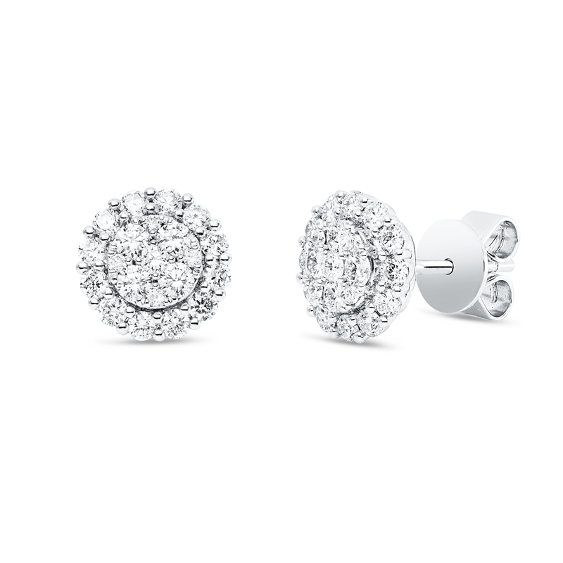 Ohrstecker 18 kt WG, 34 Brill. 0,75 ct, TW-si, 8 Brill. 0,04 ct, TW-si
