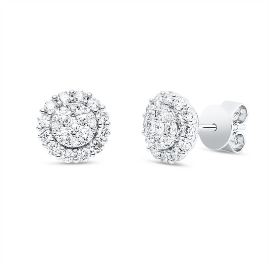 Ohrstecker 18 kt WG, 34 Brill. 0,75 ct, TW-si, 8 Brill. 0,04 ct, TW-si
