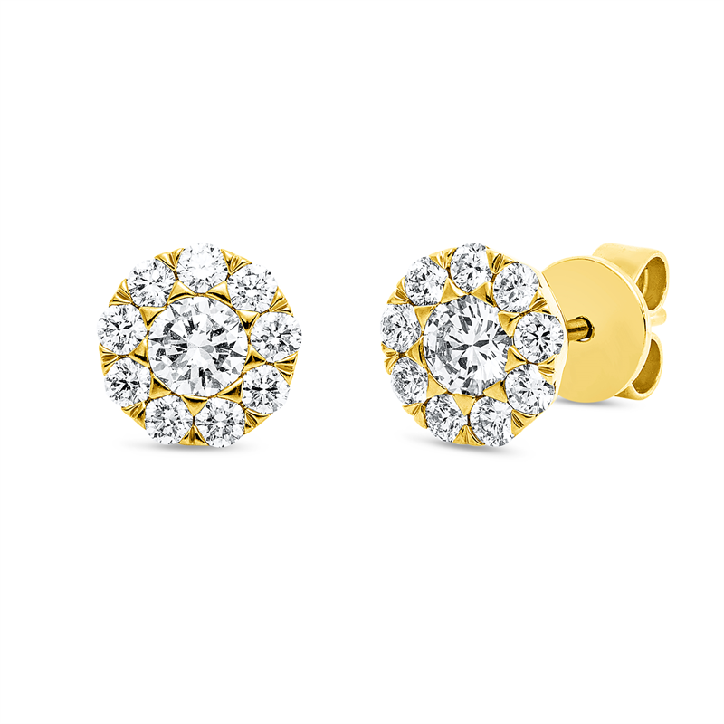 Ohrstecker 18 kt GG, 2 Brill. 0,37 ct, TW-si, 18 Brill. 0,44 ct, TW-si