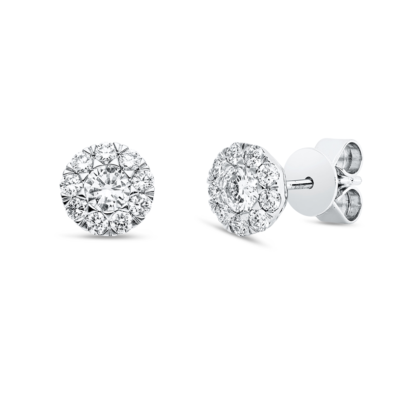Ohrstecker 18 kt WG, 2 Brill. 0,35 ct, TW-si, 18 Brill. 0,45 ct, TW-si