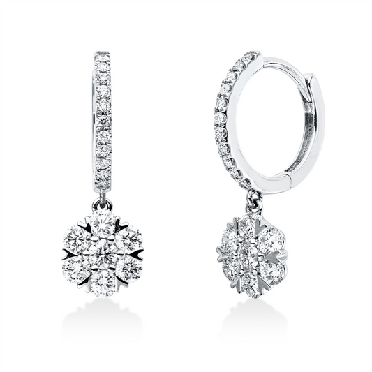 Ohrschmuck 18 kt WG, 14 Brill. 0,87 ct, TW-si, 22 Brill. 0,12 ct, TW-si