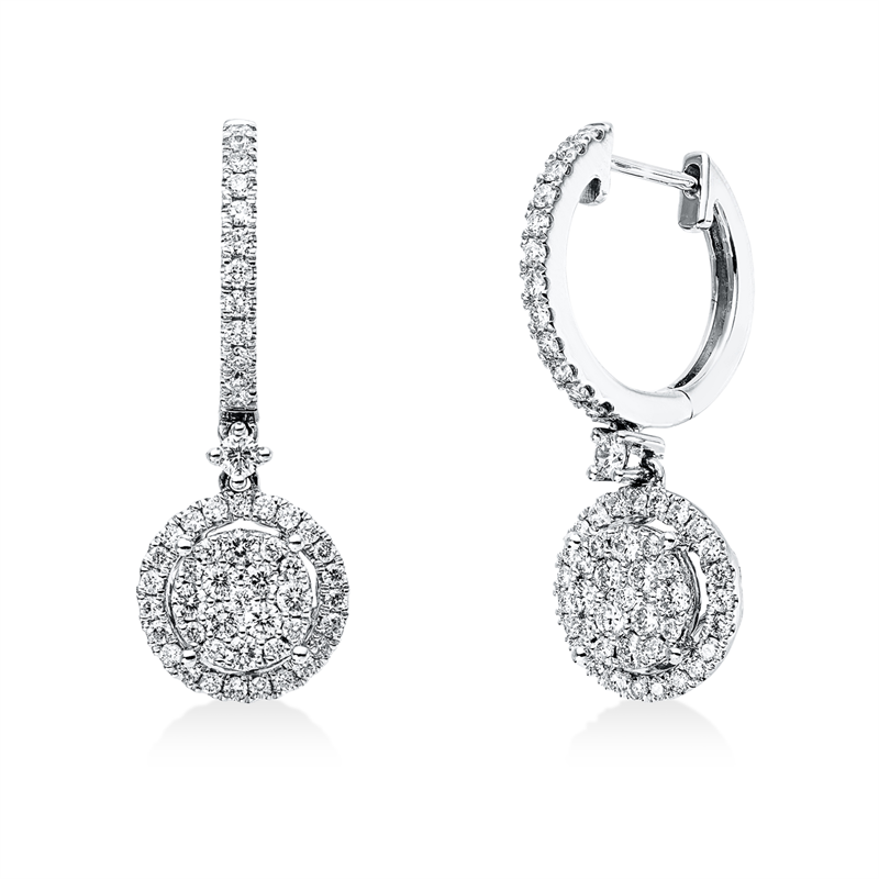 Ohrschmuck 18 kt WG, 106 Brill. 0,86 ct, TW-si