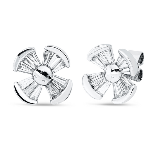 Ohrstecker 18 kt WG, 24 Trap. 0,44 ct, TW-vsi