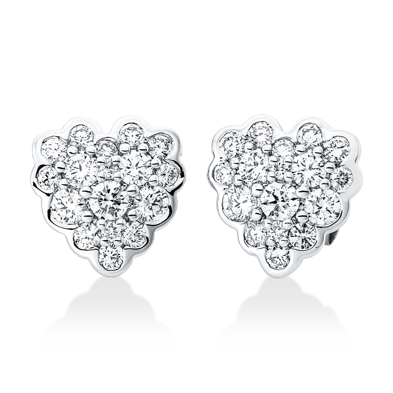 Ohrstecker 18 kt WG, 34 Brill. 0,60 ct, TW-si