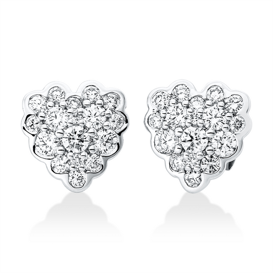 Ohrstecker 18 kt WG, 34 Brill. 0,60 ct, TW-si
