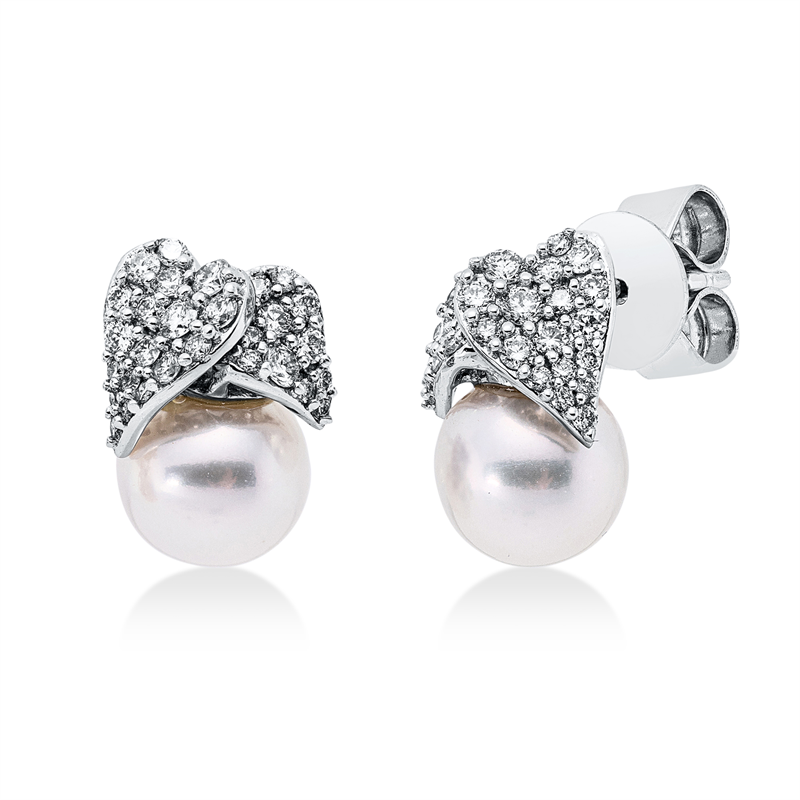 Ohrstecker 18 kt WG, 60 Brill. 0,33 ct, TW-si, 2 SW weiß 6,5 mm