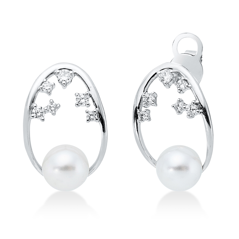 Ohrstecker 18 kt WG, 12 Brill. 0,27 ct, TW-si, 2 SW weiß 6,5 mm