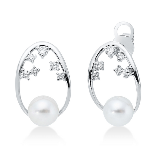 Ohrstecker 18 kt WG, 12 Brill. 0,27 ct, TW-si, 2 SW weiß 6,5 mm