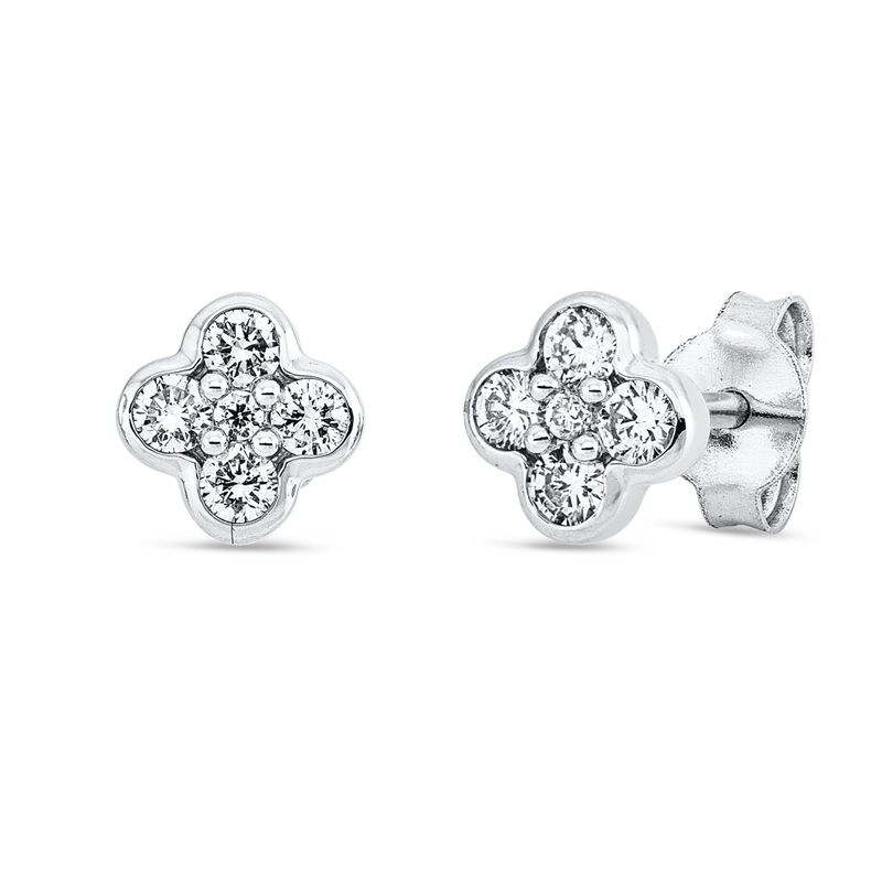 Ohrstecker 18 kt WG, 2 Brill. 0,02 ct, TW-si, 8 Brill. 0,24 ct, TW-si